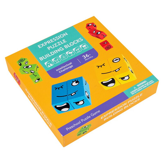
Children's 3-6 years old logical thinking concentration training for boys and girls early education enlightenment teaching aids memory wooden toys Montessori manual brain kindergarten baby desktop four-color pairing game MZM face change cube building block