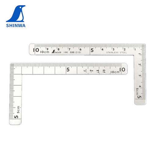 驰翁亲和不锈钢三寸法师曲尺12101抛光正反同刻度便携企鹅牌拐尺 12101三寸法师抛光10×5cm同目