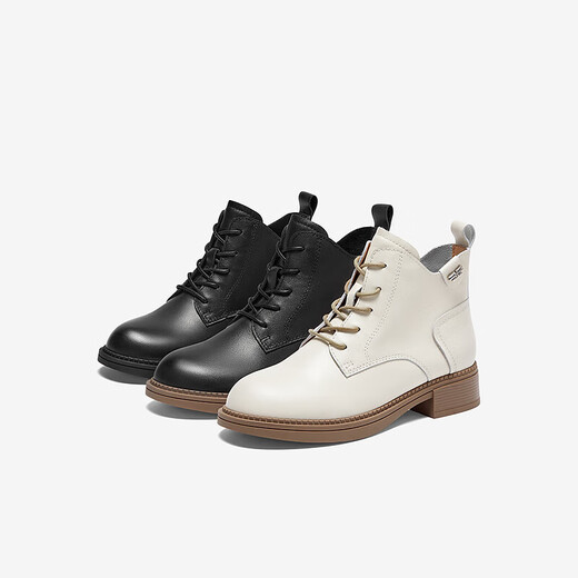 Best Western Winter Shopping Mall Same Fashion British Martin Boots Cowhide Strap más Boots cortos de Velvet Women YD228DD3 BEIGE 37