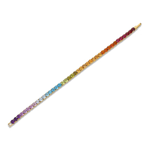 Haikai 18 gold K bracelet for women inlaid with gradient crystal gems, high-end birthday gift for wife and girlfriend on Valentine's Day, rainbow multi-color crystal bracelet x crystal 10.45 carats 17CM