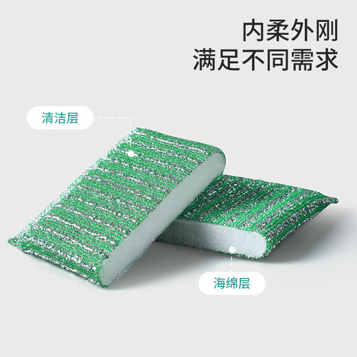 Meliya silver wire rag 18*3cm 3 pieces scouring pad kitchen cleaning pots and bowls sponge absorbs water, removes dirt and is not easy to get oily