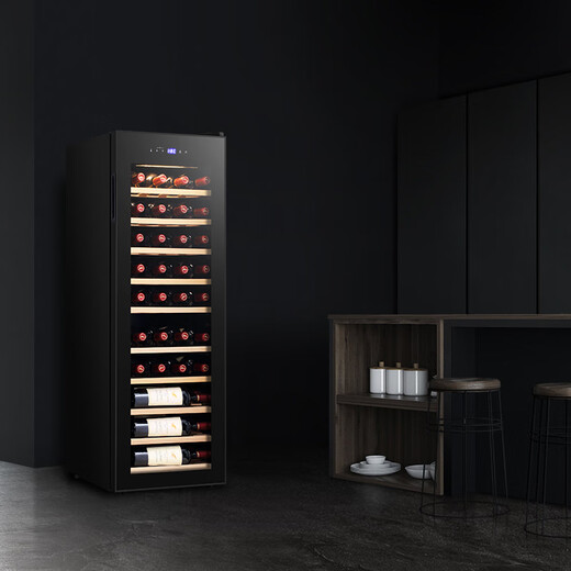 Bacchus red wine cabinet, home thermostatic cabinet, multi-functional office wine cabinet, wine tea cabinet, red wine whiskey air-cooled frost-free hanging cup, solid wood single-door vertical display cabinet, fresh cabinet YH-50 beech wood shelf - 38 pieces 90L
