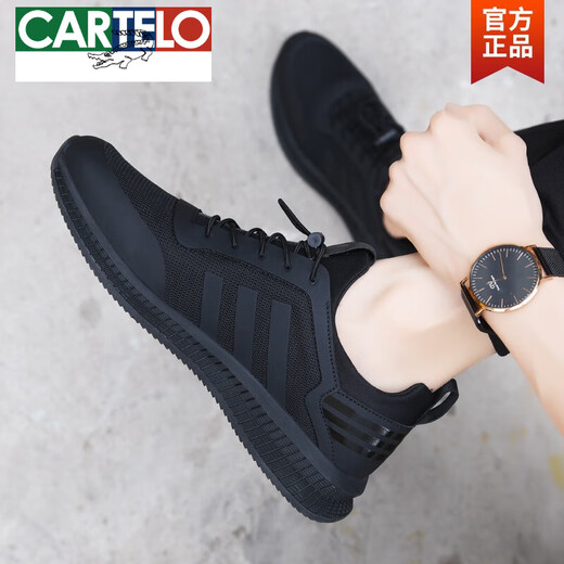 Cartelo Herrenschuhe Sommer 2025 Neue Sportschuhe trendy Mesh atmungsaktiven Männer lässigen Mesh Schuhen Vielseitige Herbstschuhe Männer schwarz und rot 9851 42
