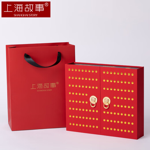 上海故事真丝丝巾女100%桑蚕丝中方巾围巾礼盒送人礼物故宫联名 故事红