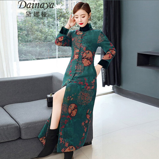 Dainaya Cheongsam Women's 2024 Automne et hiver Nouveau style chinois Amélioration quotidienne rétro Hanfu Veste de mi-longueur pour femmes 2677 style 2xl