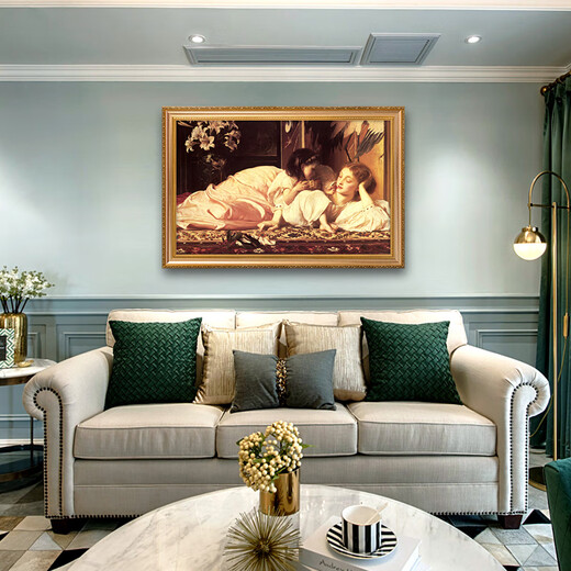 
Emperor flag hand-painted classical mother woman oil painting European style bedroom bedside background wall hanging painting living room decoration painting mural hanging painting 692 gold solid wood frame 130X90