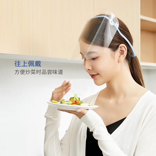 Transparent protective visor, double-sided anti-fog, anti-oil fume mask, anti-splash, anti-scald, set of blue frames