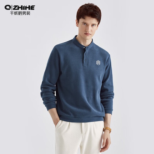 Qianzhihe Men's Sweater Men's Spring and Autumn New Fashion Trend Casual Loose Henry Collar Thick Pullover Jacket 63C Black M