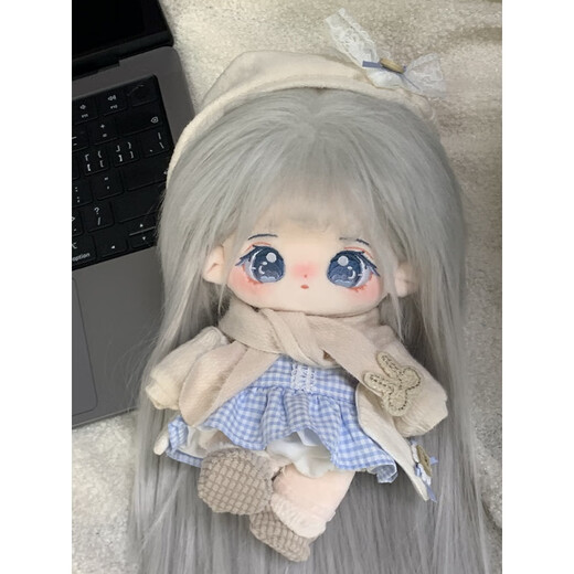 Le Yingqi Lingyue cotton doll female 20cm doll plush toy female dress-up doll with bones naked baby birthday gift Lingyue naked baby + high temperature silk hair arrangement * 2 with skeleton baby height 20cm