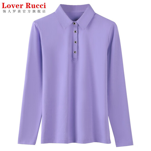 LOVER RUCCI pure cotton lapel long sleeve T-shirt for women loose 2025 autumn new style top POLO collar t-shirt shirt 9853 white S recommended 80 to 95 Jin [Jin equals 0.5 kg]
