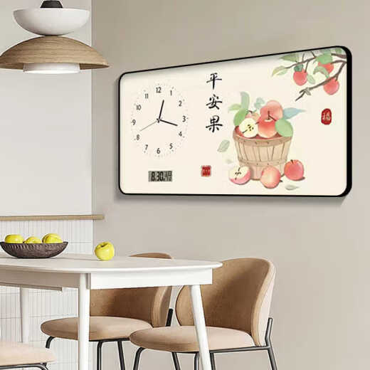 感画平安喜乐万年历电子钟餐厅装饰画客厅家用表挂画钟表日历静音时钟 JD14122万年历+钟表/黑指针 120*60（适合1.8米左右餐厅） 水晶画面pvc金边