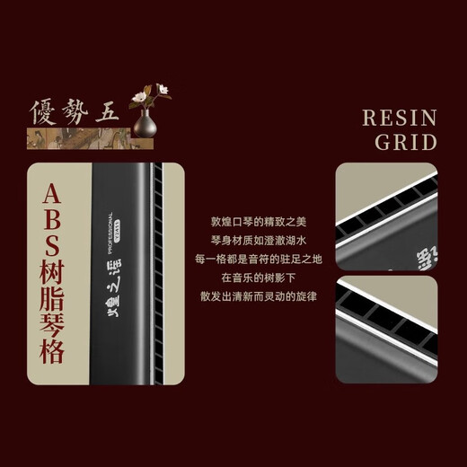 Oriental Ding Dunhuang 24-hole monophonic harmonica 12-tune beginner adult single hole single row professional playing harmonica matte black C-tune