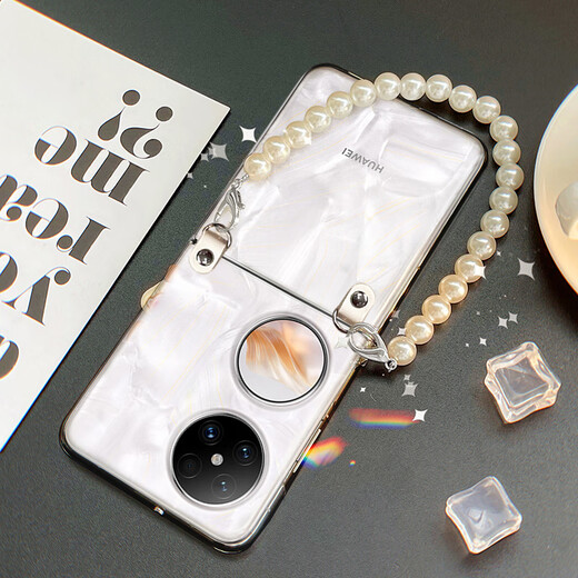 Kaicai [ultra delgado, no amarillento] adecuado para Huawei Pocket2 Case de teléfonos móviles Transparentes Damas transparentes Perrilas de perlas Handld Pearl Lanyard Versión personalizada Versión personalizada Caso de protección anti-caza Capacal2 Capas de brazalete transparente [la brazalete se puede separar]
