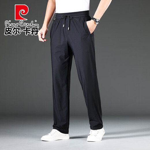 Pier Cardin combed cotton men's sports pants spring and autumn loose casual pants straight autumn trousers middle-aged dad large size men's pants summer style: 9758 royal blue 7XL