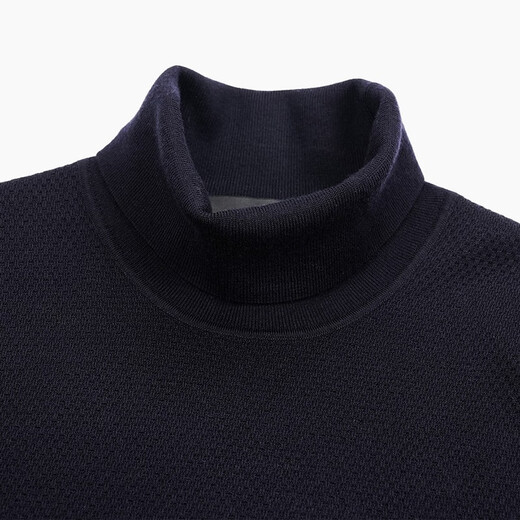 Blue Leopard (LAMPO) Light Travel Series Oriental simple luxury style men's long-sleeved sweater high lapel solid color versatile casual bottoming shirt dark blue XL (50)