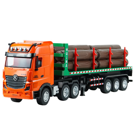 Huina Model Fernbedienung Holz Transportwagen Große Hochtechnik-Lkw-Halbschild-Traktion schwerer Lkw-Schall- und Lichtanhänger Spielzeugwagen Fernbedienung Holz Transportwagen