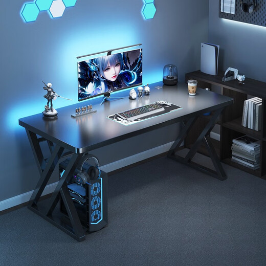 MIHAO computer desk desktop home simple modern e-sports room game table writing table simple table single table reinforced model obsidian black 140cm