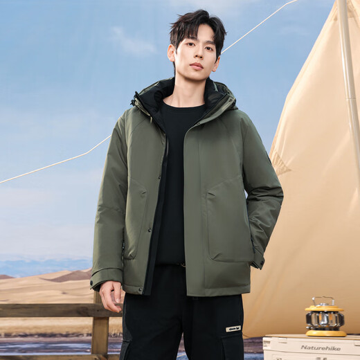 Flying in the Snow Herbst und Winter Neue klassische Business-Casual-Daunenjacke für Herren, einfarbig, vielseitige warme Daunenjacke für Herren, Dschungelgrün|4125 L 175/92A