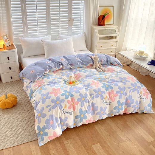 Nanjiren home textile quilt cover single piece Xinjiang 100 cotton 40 count pure cotton twill high count double quilt cover bedding Qianqian Yang [100% cotton comfortable and soft] 1.8m bed sheet four-piece set - quilt cover 200*230cm
