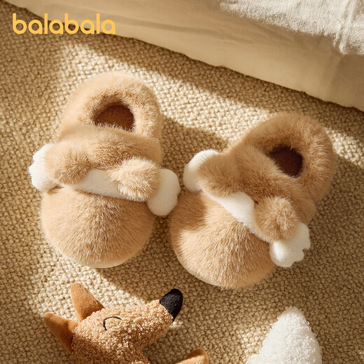 Balabala Cat Claw Cotton Slippers Children's Non-Slip Boys' Indoor 2025 New Bag Heels Girls' Cute Warm Baby Hair Slippers