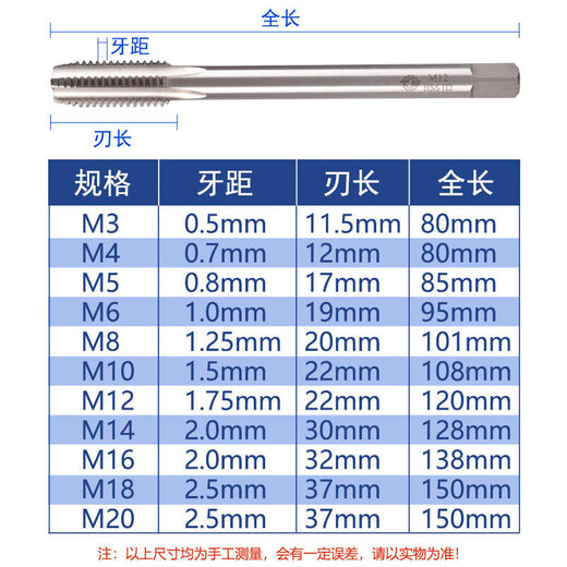仁聚益定制天工加长机用丝锥 加长丝攻M3 M4 M5 M6 M8 M10 M12 M16 M20 M12120mm总长