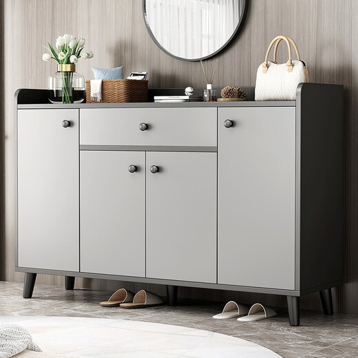 Saichu shoe cabinet simple household multi-layer storage living room door entrance cabinet small apartment storage shoe cabinet shelf recommended four doors and one drawer sky gray 120cm