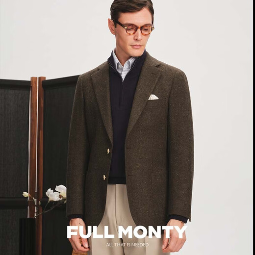 Full Monty Wollanzug Jacke Männer grünes Fischgrätenanzug Top Casual Single Green 3375 42