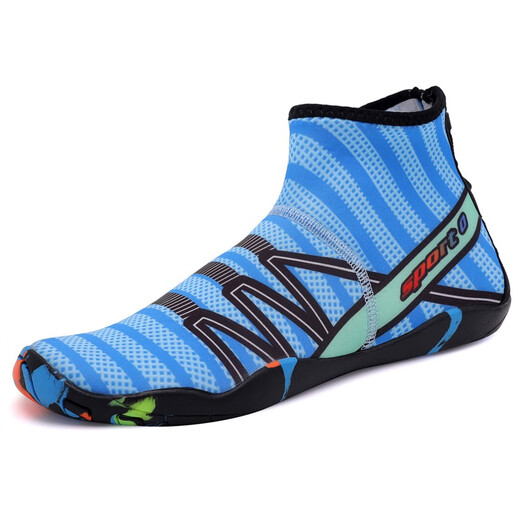 Leopard Trace (BAOJEE) high-top diving boots for men and women, anti-cut, anti-slip, anti-slip, beach swimming, wading, upstream and sea equipment, snorkeling shoes, blue 43