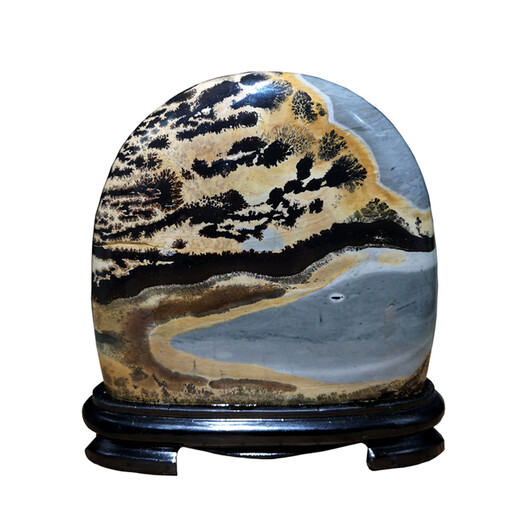 爱韵馨华礼品 奇石草花石天然原石 国画石屏风画面观赏玉石摆件办公室摆件 71-158-795