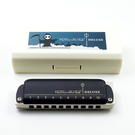 Boogieman Blues Deluxe zehn Löcher Blues 10 Löcher Anfänger Harmonica C -Melodie [Black Metal Grid]