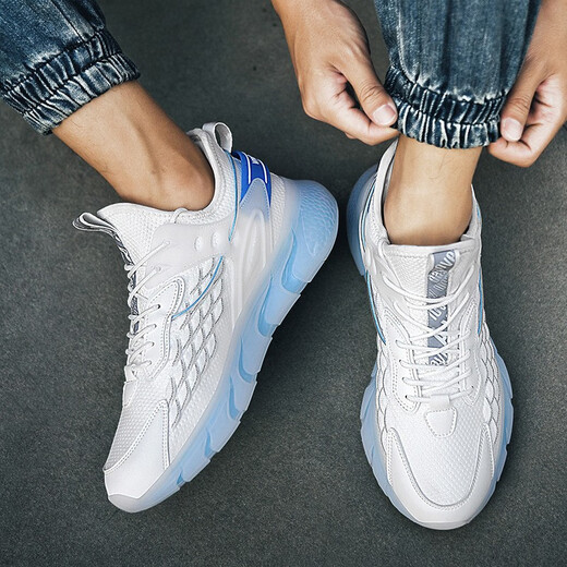 Patal Vieton Herrenschuhe Pop-Corn-Schock-absorbierende Laufschuhe Sommerschuhe Mesh atmungsaktiven Schuhen Herbst und Wintergrößen-Absorbing-Schuhe Herrenschuhe weiße und blau-Running Style 898 42