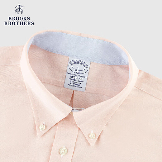布克兄弟（BrooksBrothers）[易打理]男春夏免烫牛津纺纯色休闲衬衫 B835-粉彩橙 L