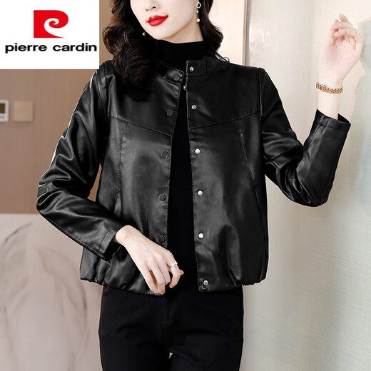皮尔卡丹（pierre cardin）女士短款夹克皮衣外套女春秋2025新款秋季妈|妈复古时尚早秋装上 芥末黄 XL [116-125斤]