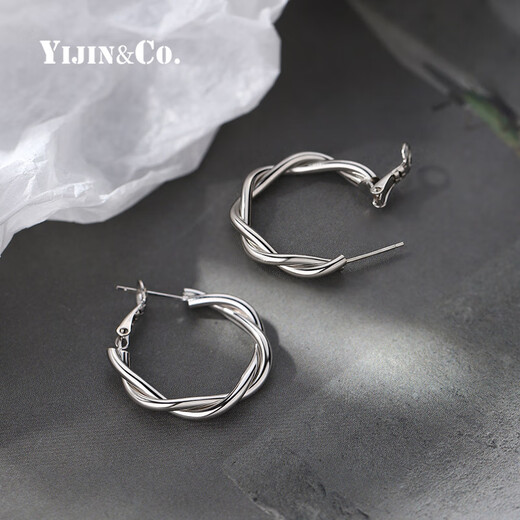 Yijin Twist Earrings Sterling Silver Niche New 2025 Earrings for Women Light Luxury High-end Earrings for Best Friend and Girlfriend Exquisite Gift Box 999 Silver Needle Twist Earrings