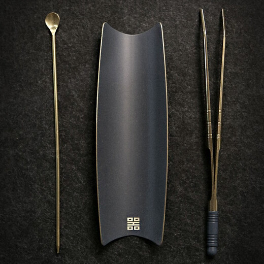 Rongjun handmade copper tea lotus tea three-piece set Kung Fu tea set accessories tea ceremony tea spoon Zen tea spoon tea shovel three-piece brass set - red