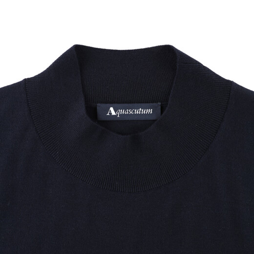 AQUASCUTUM/雅格狮丹秋冬新品男士保暖长袖纯绵羊毛针织衫Q4867EI041 深蓝39 S