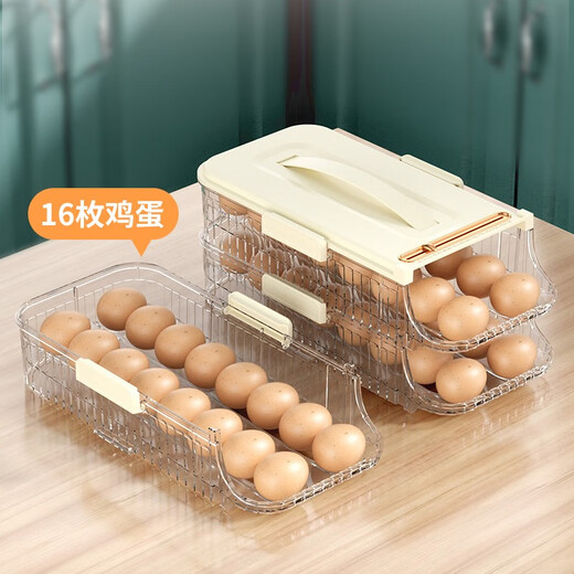 MPPMCK refrigerator egg box refrigerator side door egg storage box egg tray rolling egg sorting and storage egg 16755 double row three-layer [can be installed 48 pieces] automatic replenishment