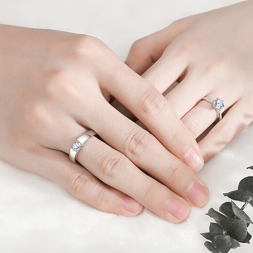 MZMZpt950 platinum one carat moissanite couple ring platinum pair engagement wedding birthday gift for girlfriend light luxury model - one carat moissanite diamond ring (pair) - free engraving exquisite gift box