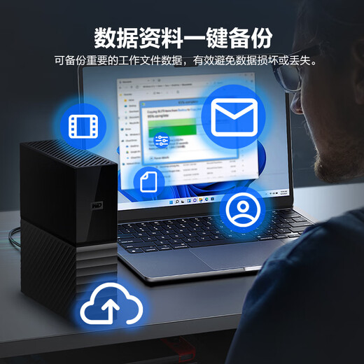 西部数据（WD）14TB 移动硬盘 USB3.0 桌面存储 My Book 3.5英寸 大容量 机械硬盘 移动台式企业级办公 外接加密
