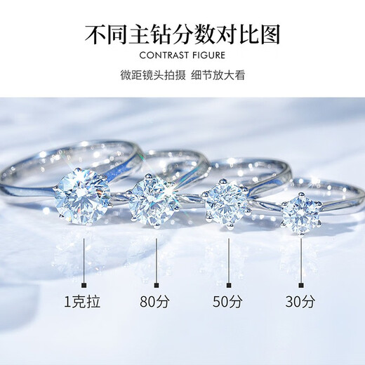 Hi Diamond Platinum Diamond Ring Female Wedding Proposal Diamond Ring Classic Six Claw Diamond Ring Wedding Ring GIA Loose Diamond Customized Gift for Girlfriend Ready Stock - Platinum 50 Points FG Color SI