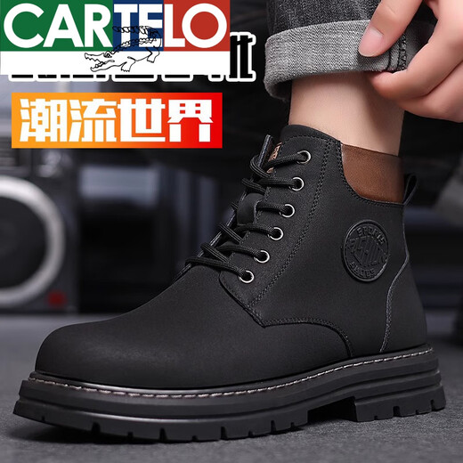 Cartelo Martin Boots Menores de trabajo para hombres Botas de algodón Men's Casual High-top calientes de moda de otoño e invierno Big Big Yellow Zapatos F6216 Cotos de algodón Negro 41