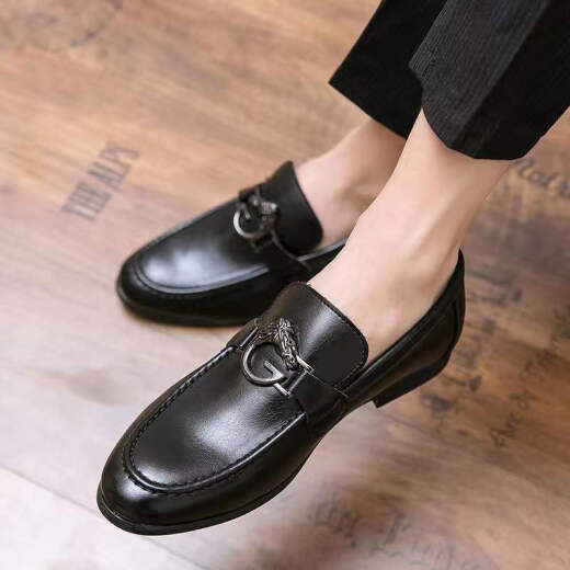 Katile Crocodile Winter Style Coreano Corea Toe Cuero zapatos para hombres Zapatos de hombres casuales de moda británica para estilistas de negocios Doudou zapatos para hombres un pie 6191 Black 40 zapatos deportivos Tamaño