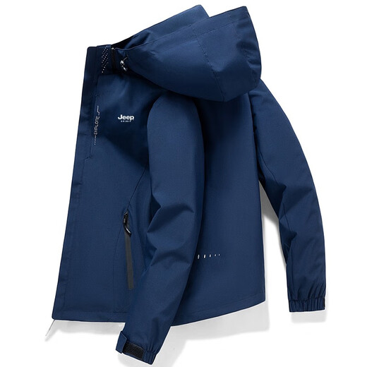 Jeep Spirit Jeep Jacke Herrenjacke Tops Herbst und Winter Dünne neue, feste Farbe Trendy mit mittleren und jungen Kapuzenjacke mit Kapuze-Hemd A655-6628 Dunkelblau XL (126jin [Jin ist gleich 0,5 kg] -140jin [Jin ist gleich 0,5 kg]))