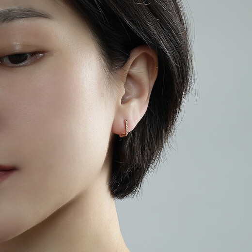 Ming brand jewelry yellow and red 18K gold color gold baby's breath square buckle earrings for women CSH0285 pricing rice flower earrings about 0.84-0.94g K red style