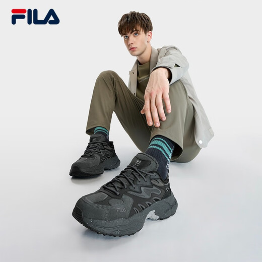 斐乐（FILA）蕨草鞋FERN男鞋户外老爹鞋休闲鞋时尚舒适运动鞋 阴影灰/黑-DB 42