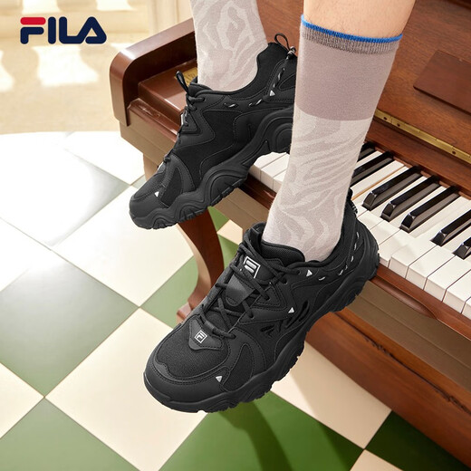 FILA 斐乐猫爪鞋4代男鞋复古老爹鞋时尚休闲运动鞋透气厚底鞋猫爪6 黑-BK （猫爪4） 42