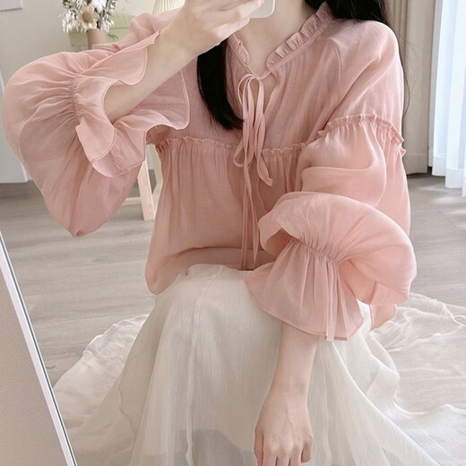 革曼孕妇装夏装衬衫时尚孕妇连衣裙套装洋气时髦夏季小个子孕妇半身裙 粉色上衣+半身裙 L 100-120斤