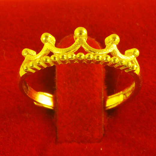 Qianying Jewelry Gold Ring 9999 Pure Gold Women's Index Finger Ring Crown Wedding Jewelry Plain Ring for Valentine's Day for Girlfriend Weighs about 2.60-2.8g (including labor cost 35)