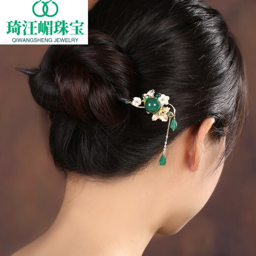 High-end quality original design agate ancient style hairpin simple modern style with Hanfu step rocker hairpin high-end feel hairpin length 16 cm