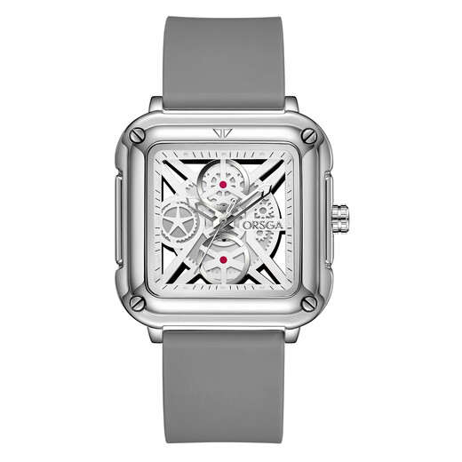 Orsga Europa Couple Neutral Watch Fashionable Square Hollow Design Luminous Silicone Quartz Araproofing Watch 9866 Silicone White Slicone Shell White Surface